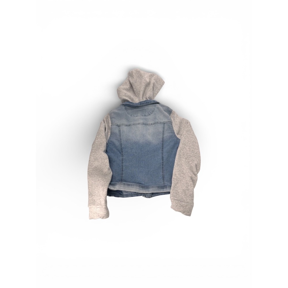 Wallflower Girls Small Dreamer Fit Denim Jacket Heather Gray Hood Sleeves Small - Picture 5 of 10
